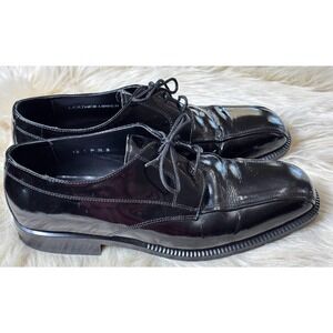 ADOLFO Men’s 12 Black Leather Plain Toe Derby Dress Shoes Made in‎ Italy